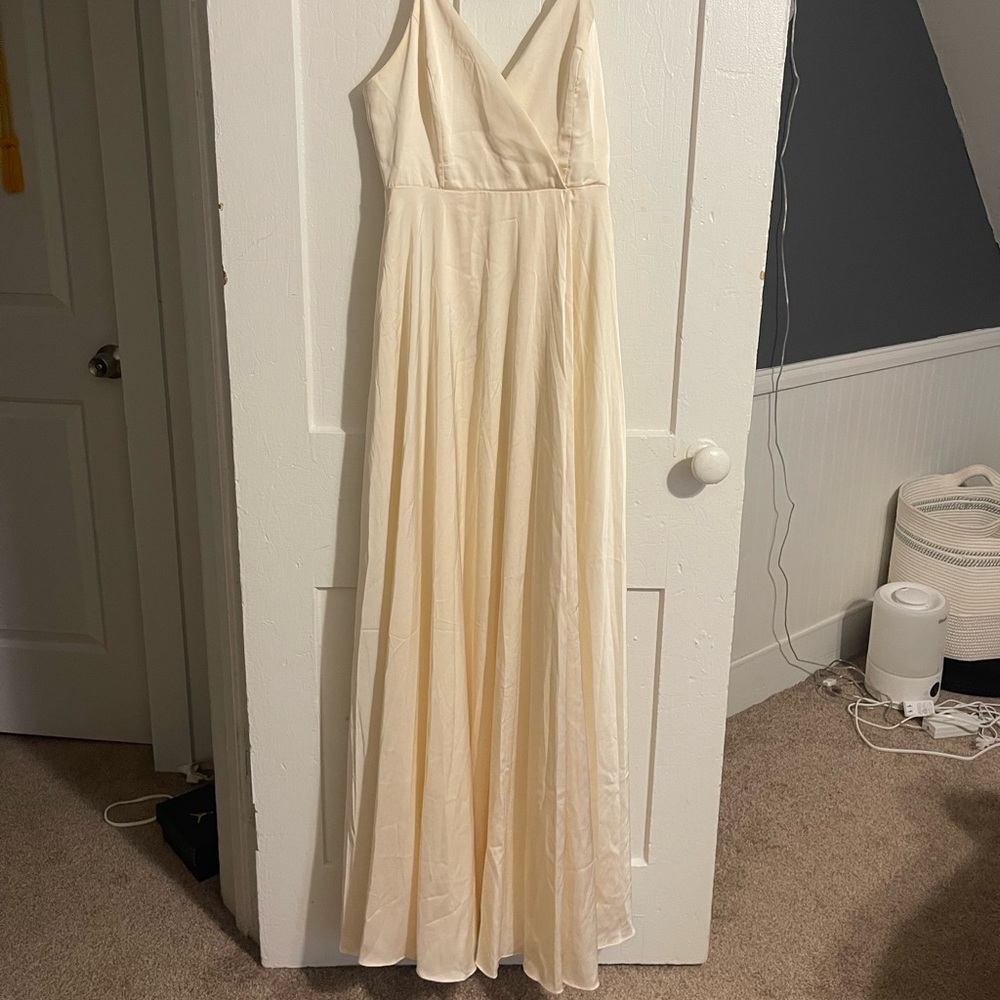 Lulus Cream Satin Dress